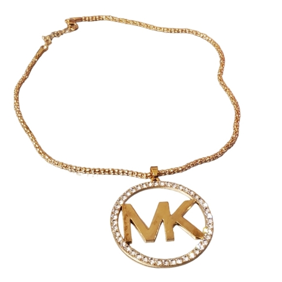 LETTER MK NECKLACE WITH RHINESTONES - Picture 1 of 1